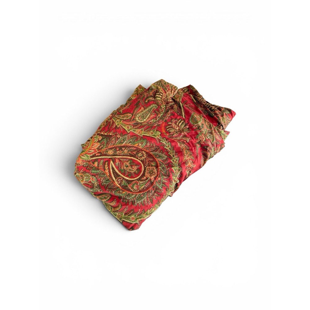 Pottery Barn Duvet Queen/Full Paisley Floral Multicolor Orange Olive Fall Colors
